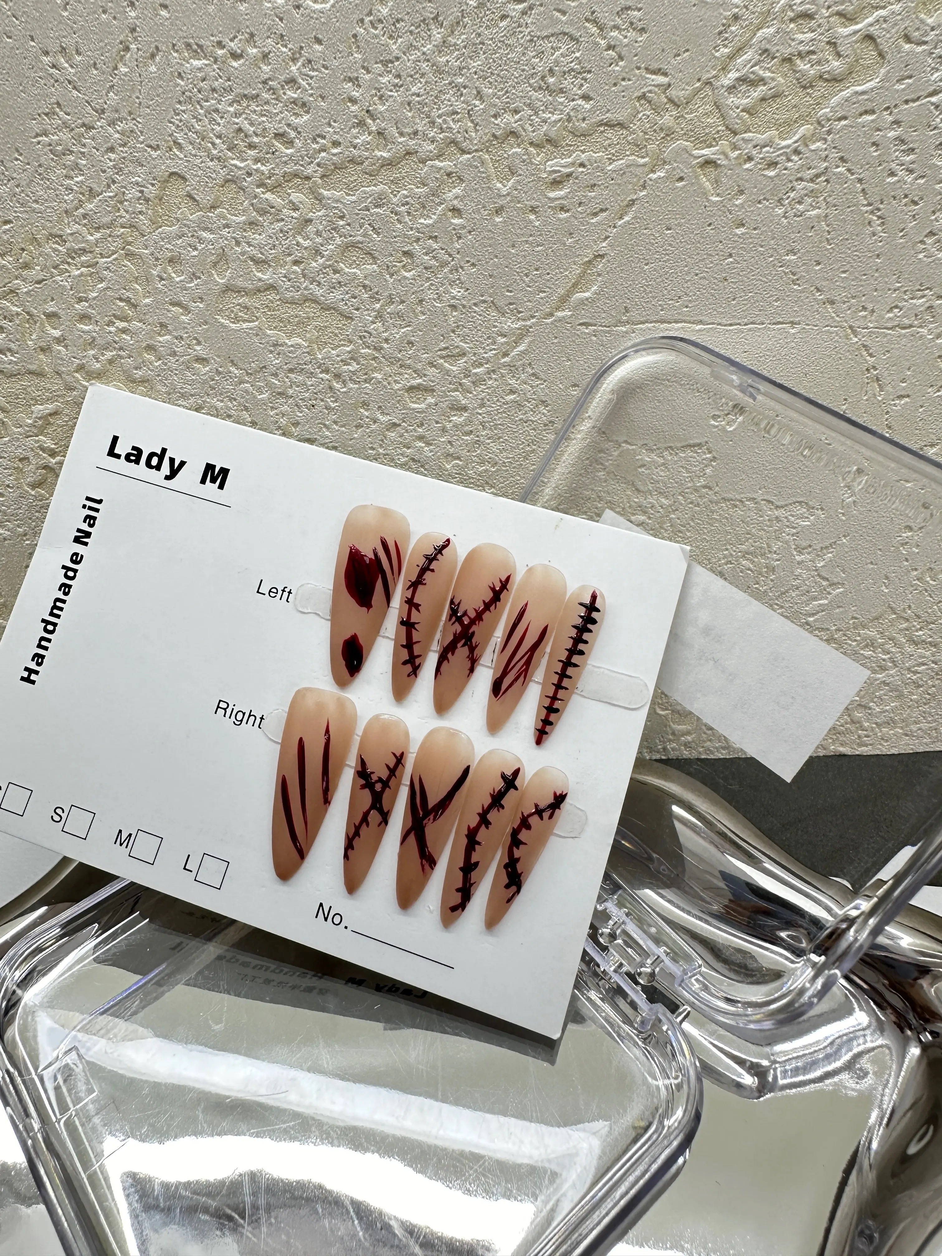 Halloween yellow middle almond handmade press on nails