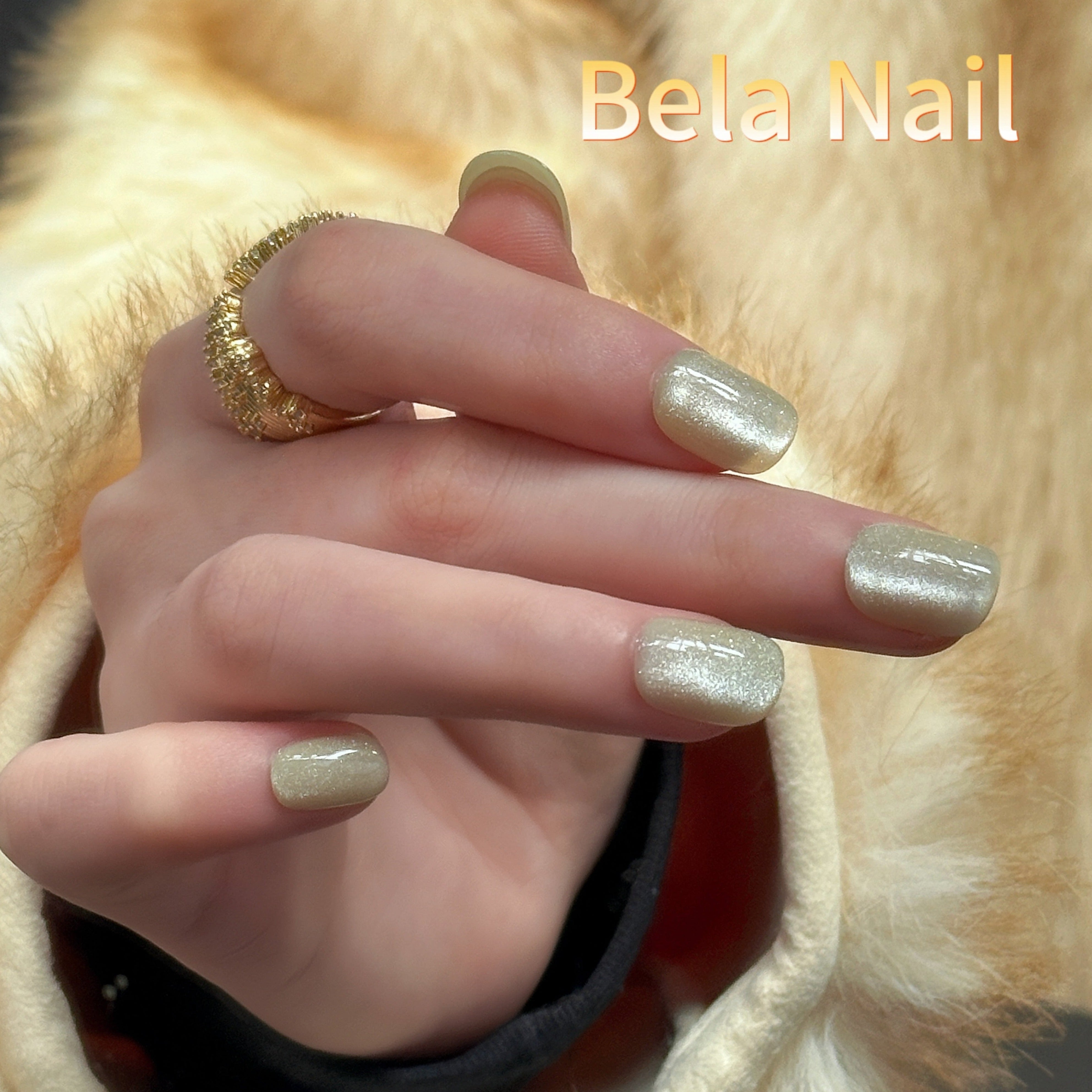 short square light cyan gemstone handmade press on nails