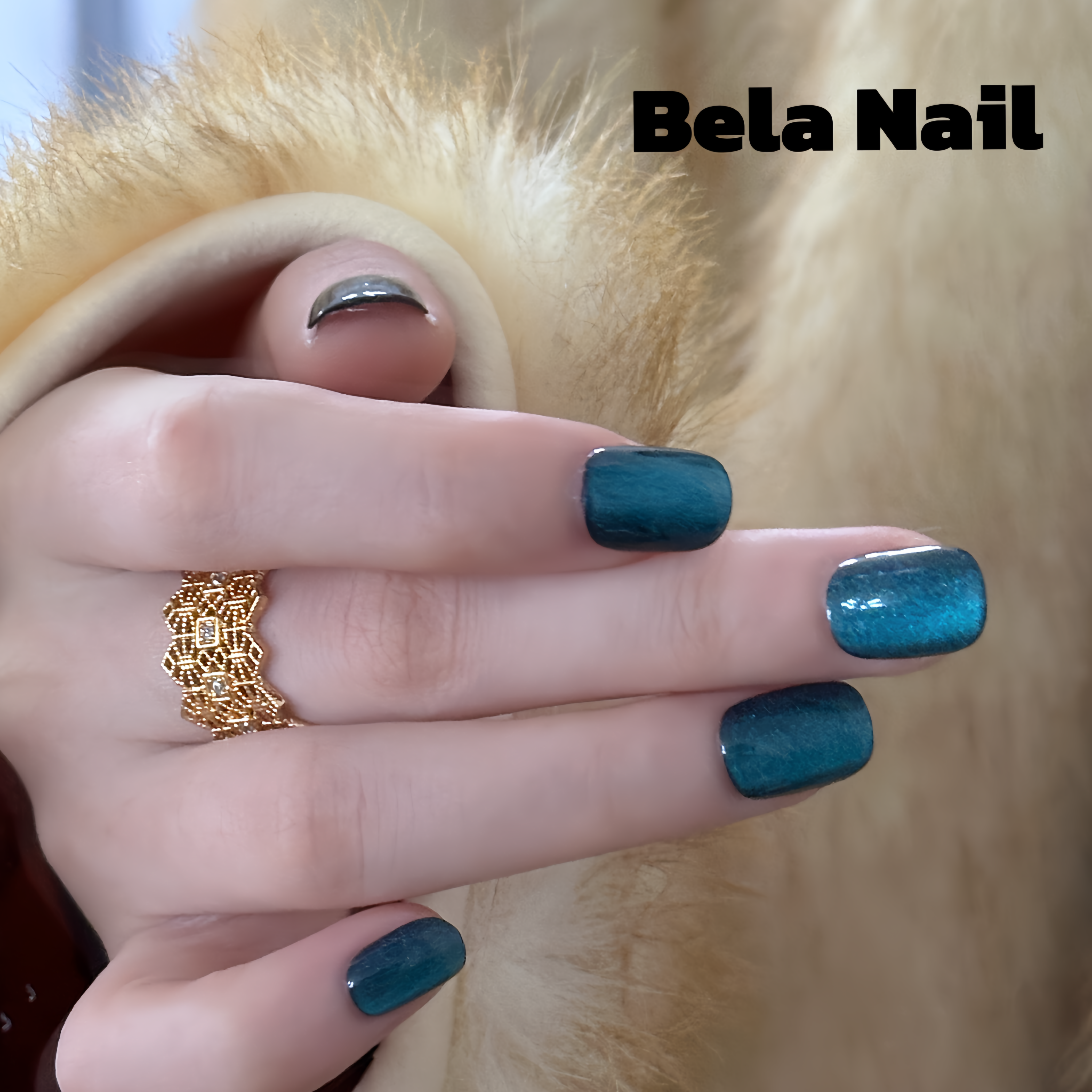 short square sapphire handmade press on nails