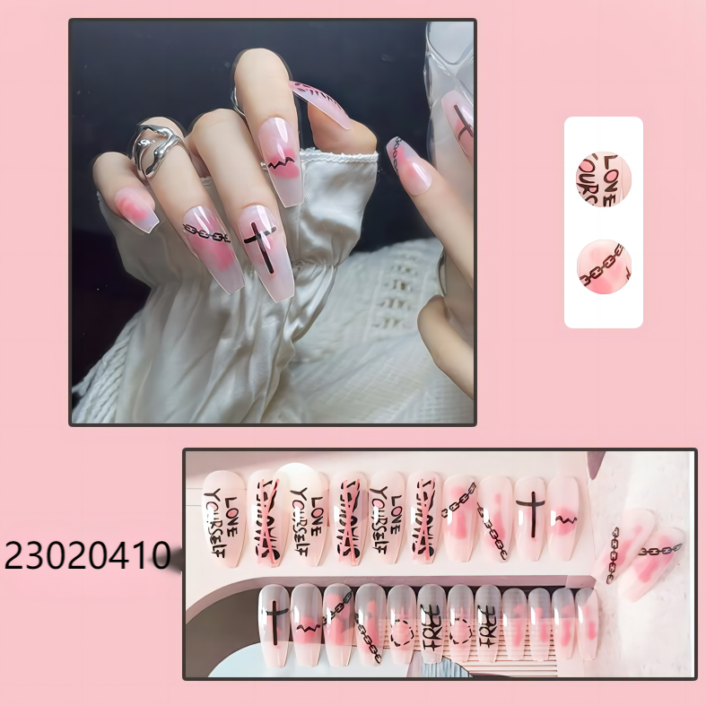 pink blusher middle coffin machine press on nails
