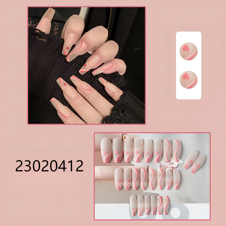 pink translucence fire middle coffin machine press on nails