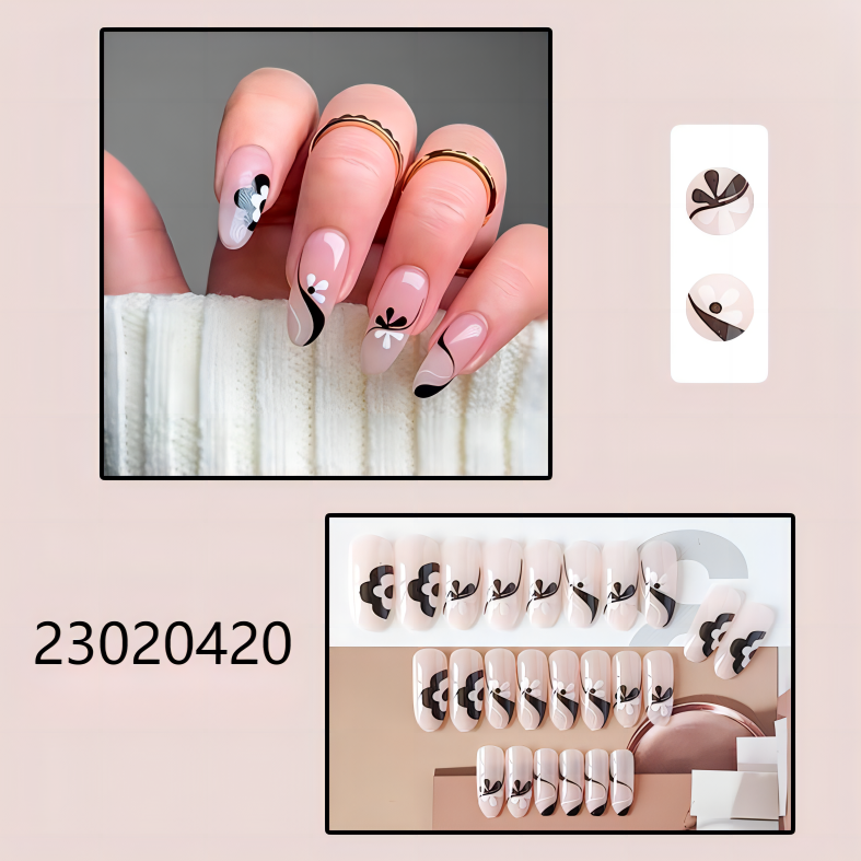 plum blossom middle round machine press on nails