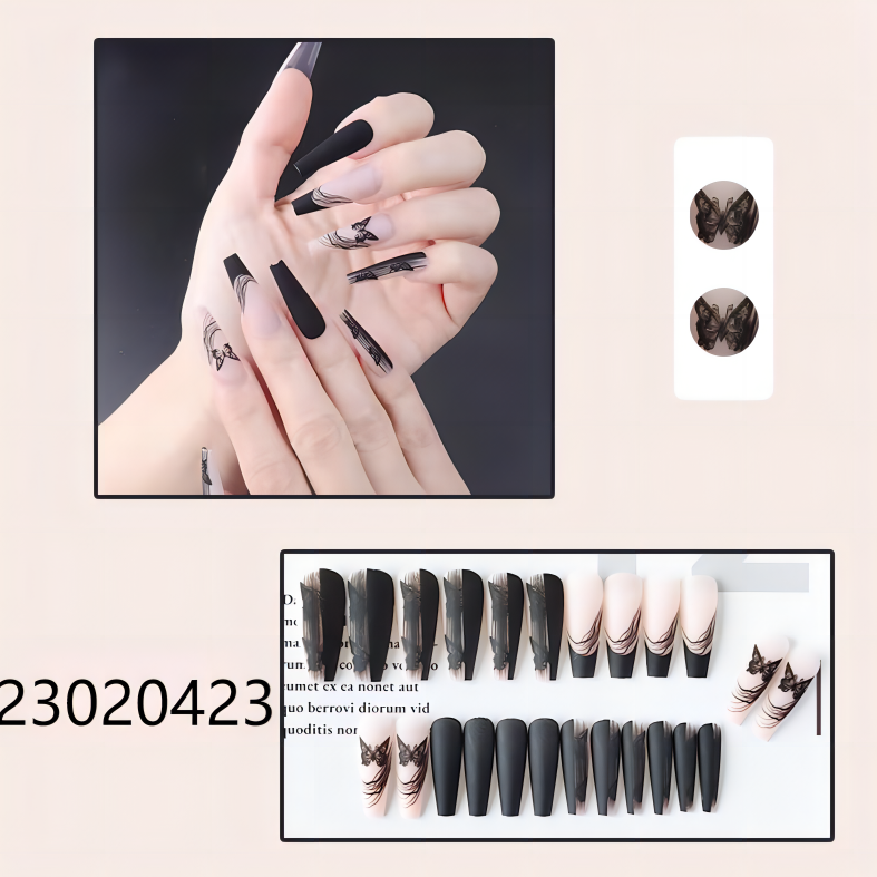 smudging shade butterfly middle coffin machine press on nails