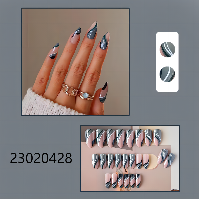 flowing light and color middle almond machine press on nails