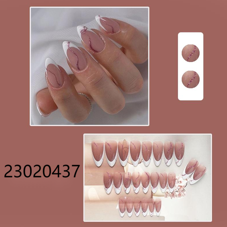 shiny purple french style short almond  machine press on nails