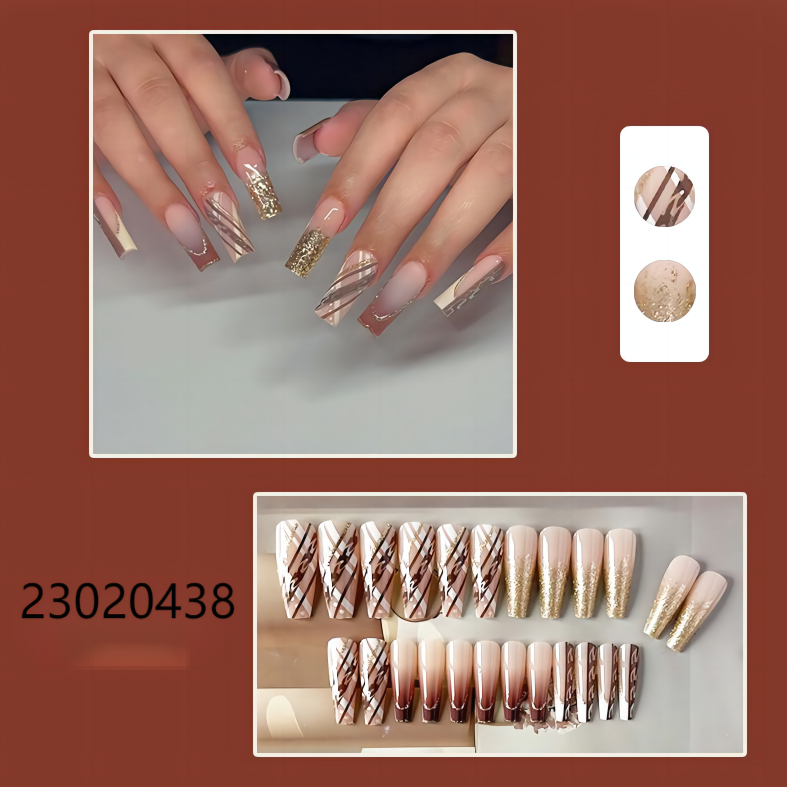 golden sand long coffin machine press on nails