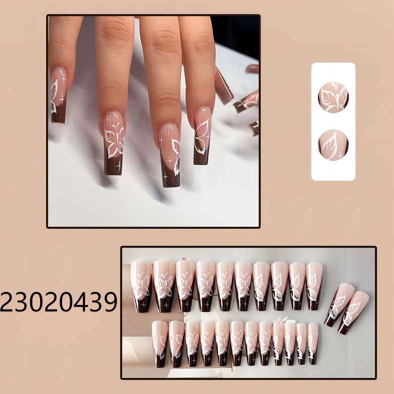 white butterfly long coffin machine press on nails