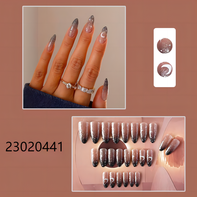 shiny sands half moon middle almond machine press on nails