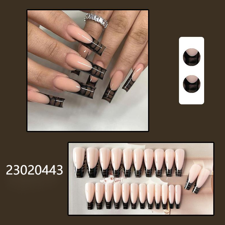 black long coffin machine press on nails